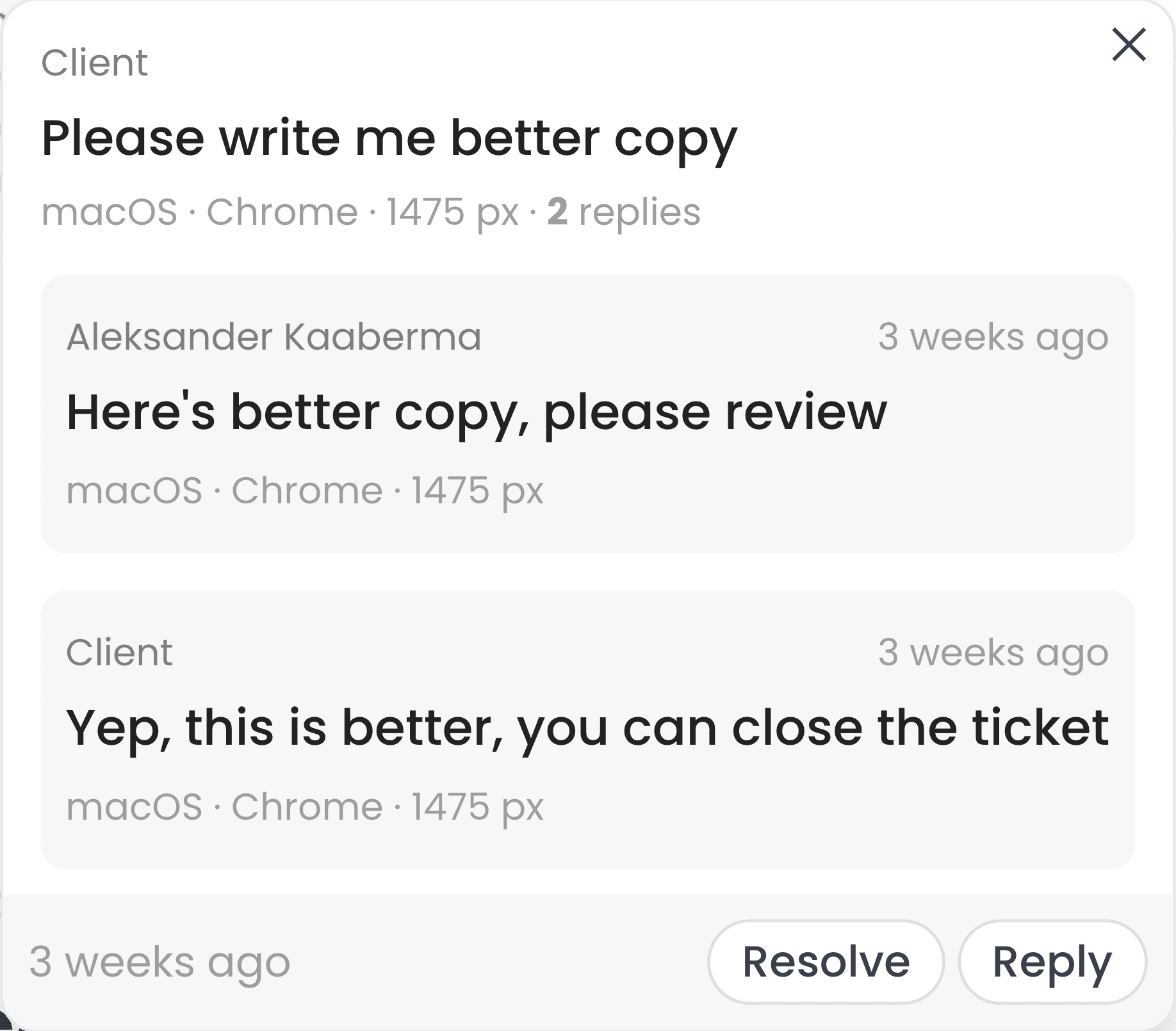 Comment reply threads demo