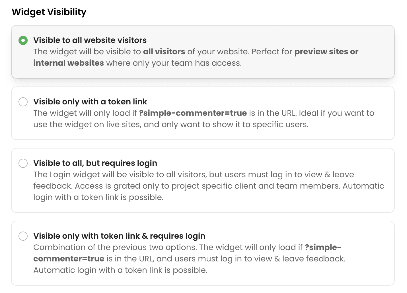 Permission settings panel
